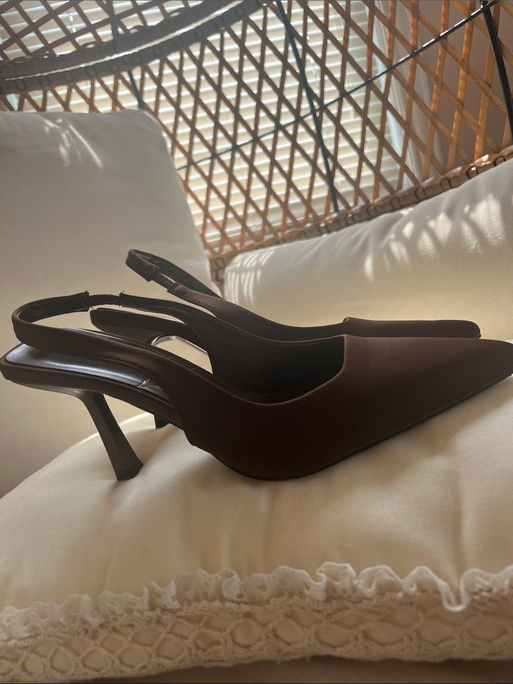 Women's Pointed Toe Slingback Heels in Dark Brown - Picture 2 of 2